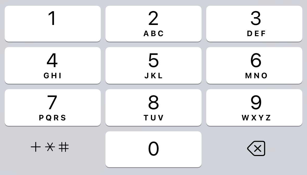 Mobile Safaris number keyboard